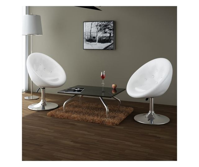 Barski stoli, 2 kosa, beli, umetno usnje