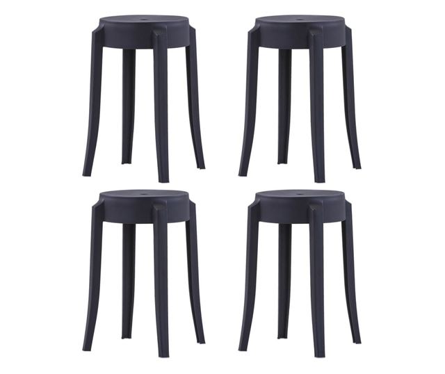 Zložljivi stoli 4 kosi, črni, plastični