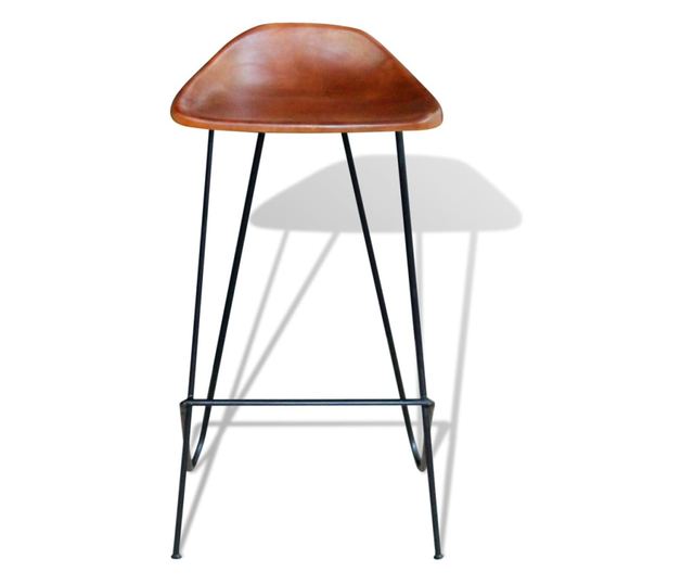 Barski stoli, 2 kosa, črna in rjava, pravo usnje