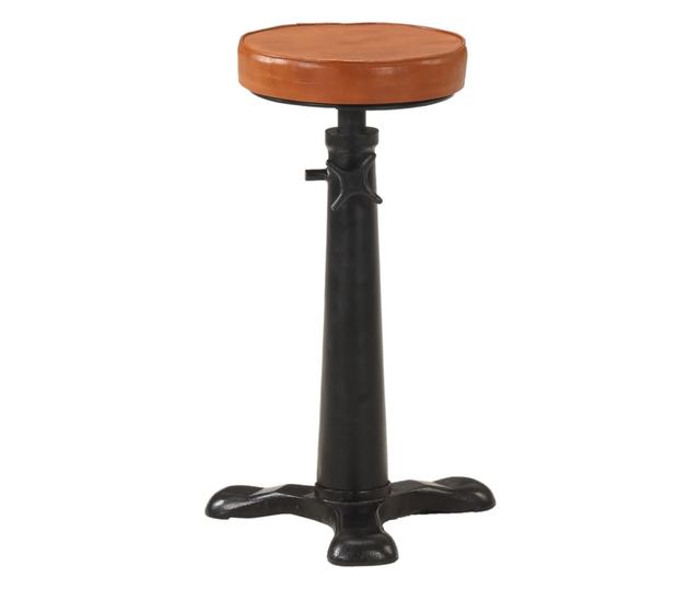 Barski stoli, 2 kosa, rjavi, pravo usnje in lito železo