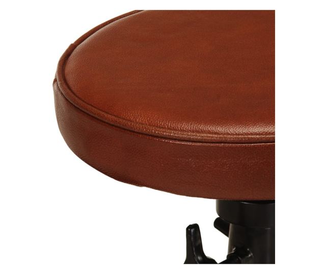 Barski stoli, 2 kosa, rjavi, pravo usnje in lito železo