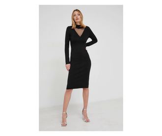 Rochie midi tricotata Guess cu segment transparent Negru M INTL