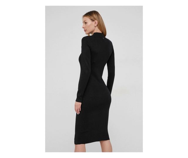 Rochie midi tricotata Guess cu segment transparent Negru M INTL