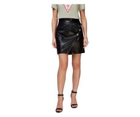 Fusta slim fit Guess de piele ecologica cu croiala lalea Negru S INTL