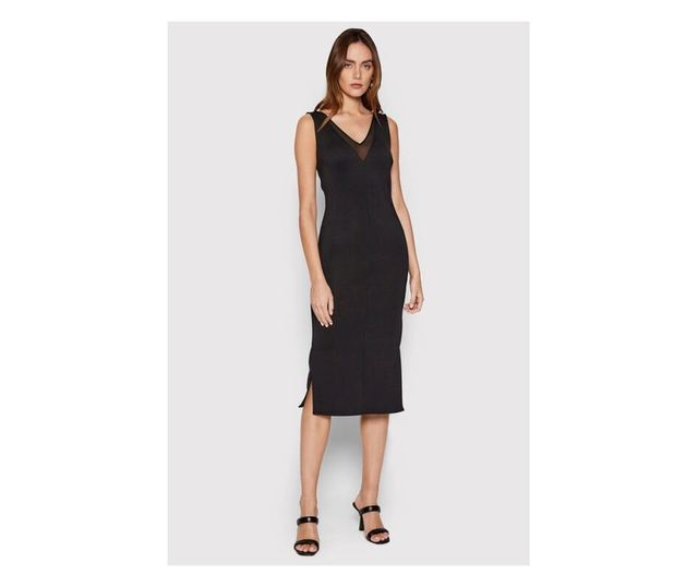 Rochie Calvin Klein cambrata cu decolteu in V Negru S INTL