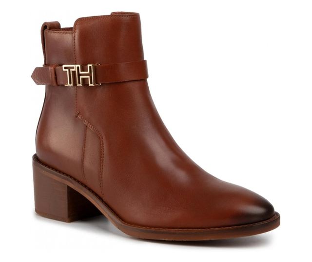 Ghete Tommy Hilfiger Botine Th Hardware Leather Mid Bootie 39 EU Maro