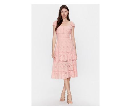 Rochie Guess cu croiala in A si dantela Sangallo XL INTL Roz