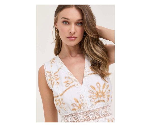 Rochie Guess evazata cu decolteu in V Nadia W3YK57 M INTL Alb