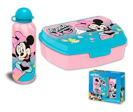 Set cutie sandwich plastic fara BPA si sticla apa din aluminiu, 400 ml Multicolor