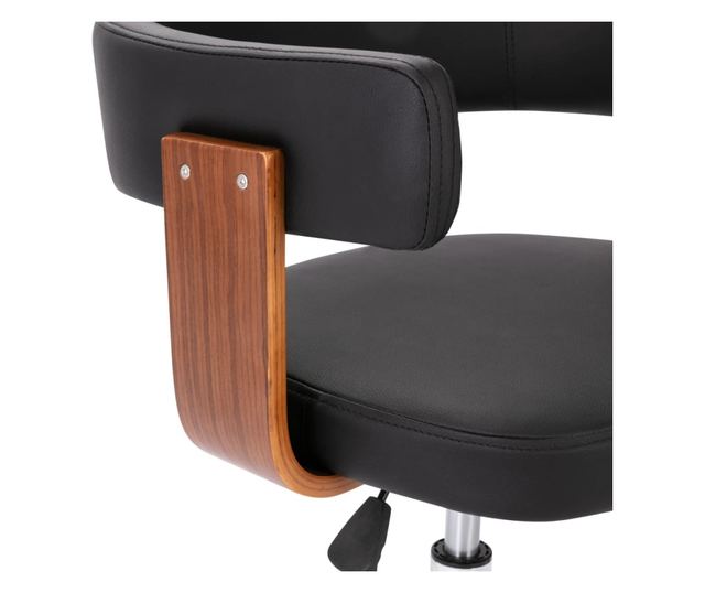 Vrtljivi stoli, 2 kosa, črna, upognjen les in umetno usnje