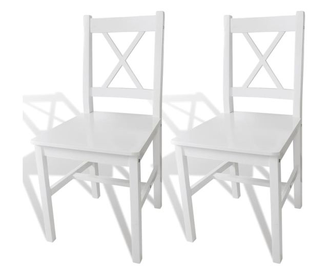 Jedilni stoli, 2 kosa, beli, borov les