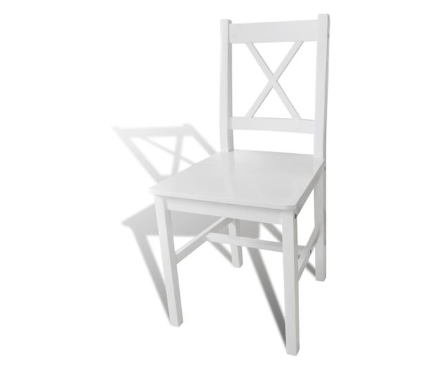 Jedilni stoli, 2 kosa, beli, borov les