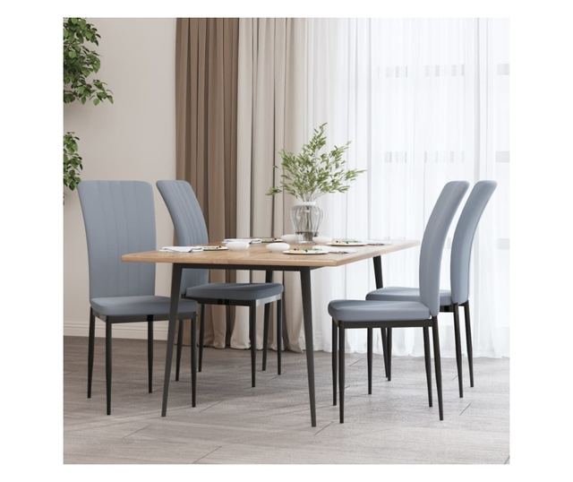 Jedilni stoli, 4 kosi, svetlo sivi, žamet
