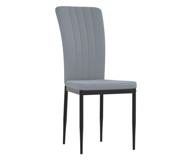 Jedilni stoli, 4 kosi, svetlo sivi, žamet