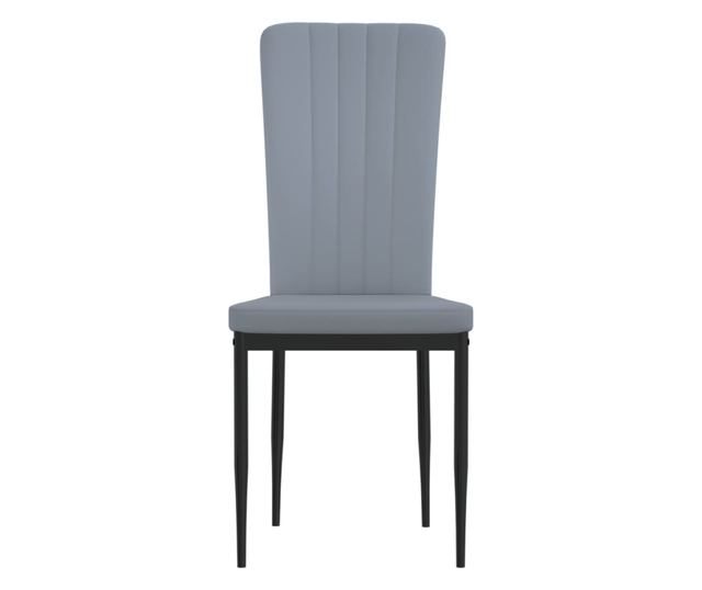 Jedilni stoli, 4 kosi, svetlo sivi, žamet