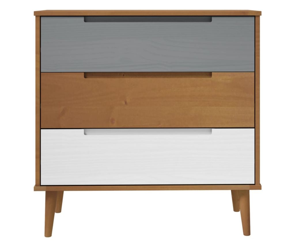 Dulap cu sertar, maro, 80x40x80 cm, lemn masiv de pin - Vivre