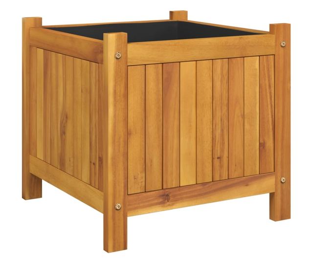 tömör akácfa kerti virágtartó béléssel 42 x 42 x 40 cm