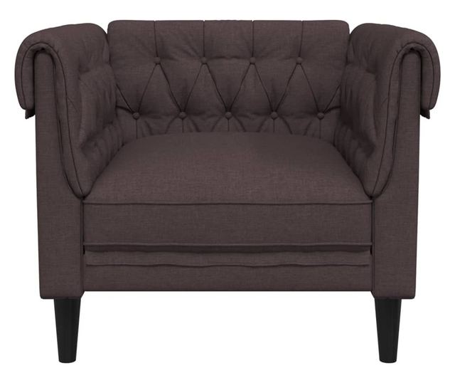 sötétbarna szövet Chesterfield kanapé