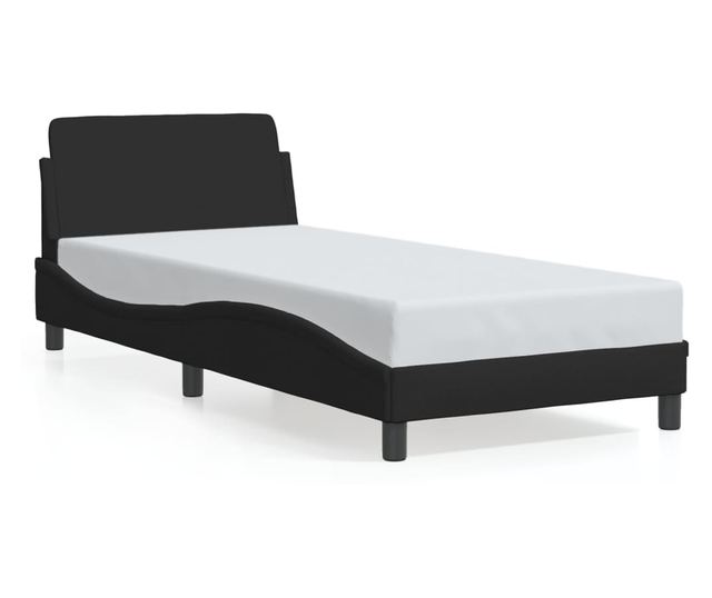 fekete szövet ágykeret fejtámlával matrac nélkül 90x200 cm