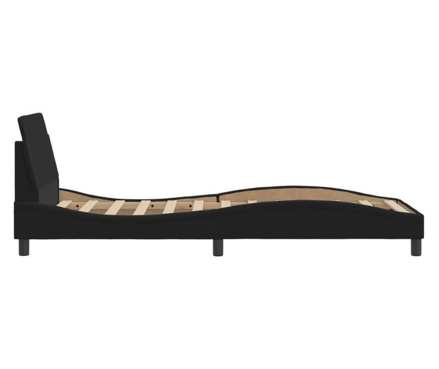 fekete szövet ágykeret fejtámlával matrac nélkül 90x200 cm