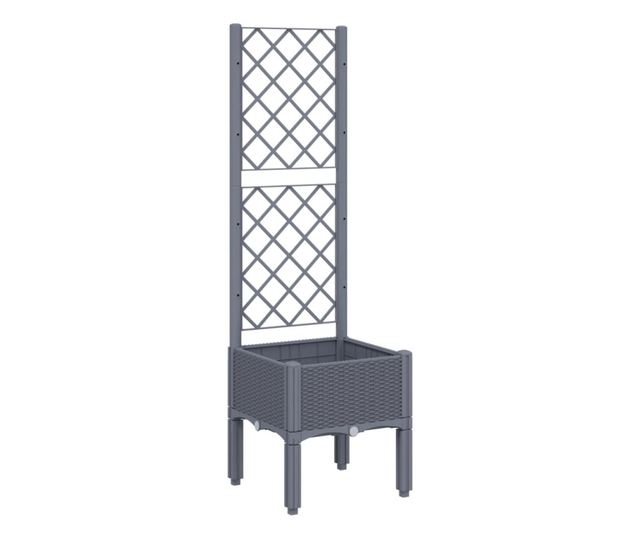 szürke PP rácsos kerti ültetőláda 40 x 40 x 142 cm