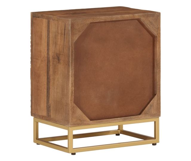 tömör mangófa és vas éjjeliszekrény 40 x 30 x 50 cm