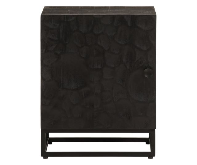 fekete tömör mangófa és vas éjjeliszekrény 40 x 30 x 50 cm