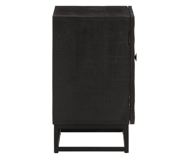 fekete tömör mangófa és vas éjjeliszekrény 40 x 30 x 50 cm