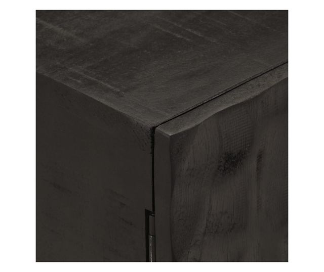 fekete tömör mangófa és vas éjjeliszekrény 40 x 30 x 50 cm