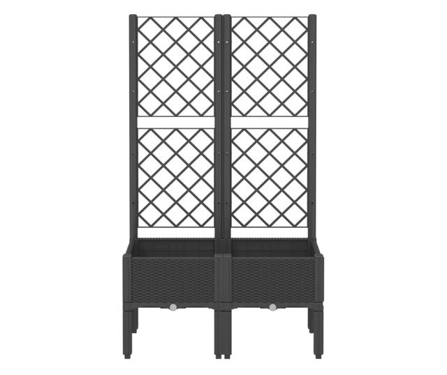 fekete polipropilén rácsos kerti ültetőláda 80 x 40 x 142 cm