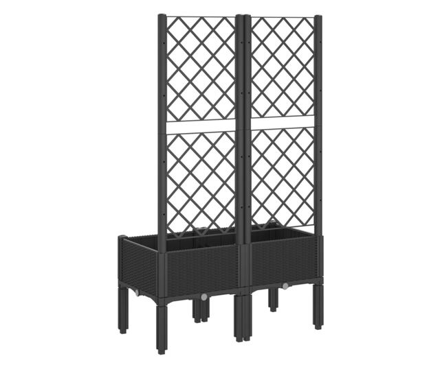 fekete polipropilén rácsos kerti ültetőláda 80 x 40 x 142 cm