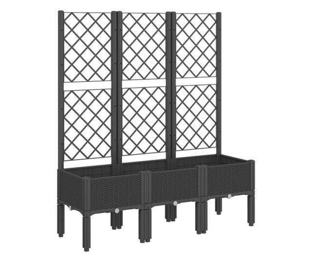 fekete polipropilén rácsos kerti ültetőláda 120 x 40 x 142 cm