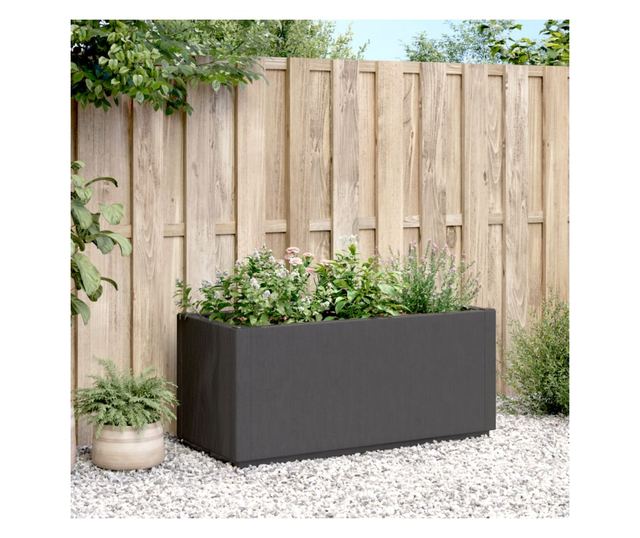 sötétszürke polipropilén kerti ültetőláda 80 x 36 x 35 cm