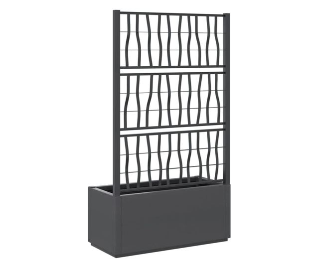 sötétszürke PP rácsos kerti ültetőláda 80 x 36 x 140 cm