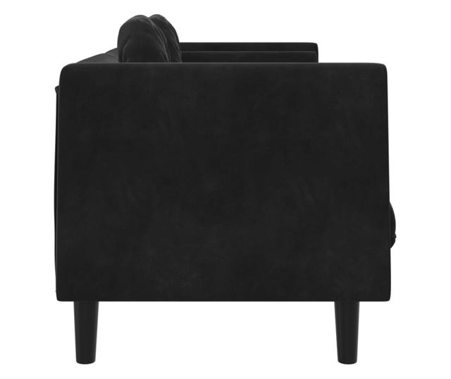 fekete bársony 3 személyes kanapé párnákkal