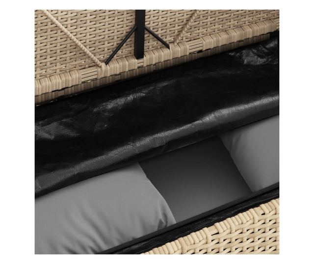 bézs polyrattan kerti pad párnákkal