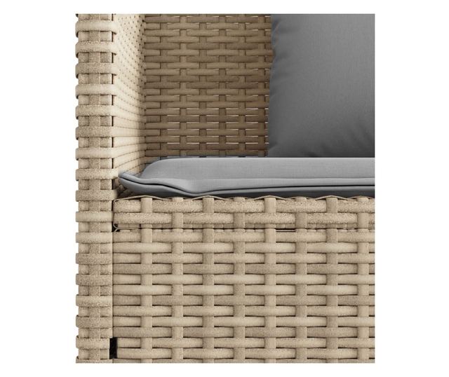 bézs polyrattan kerti pad párnákkal