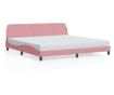rózsaszín bársony ágykeret fejtámlával 200 x 200 cm