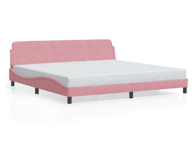 rózsaszín bársony ágykeret fejtámlával 200 x 200 cm