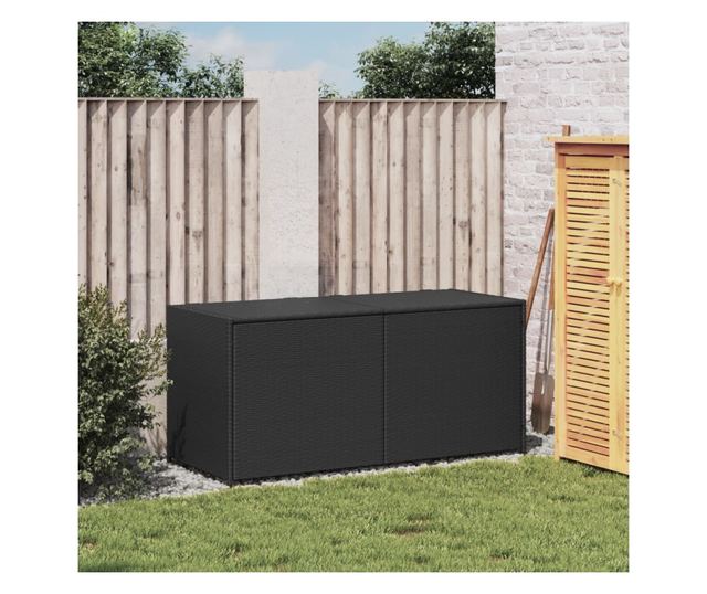 fekete polyrattan kerti tárolóláda 283 L