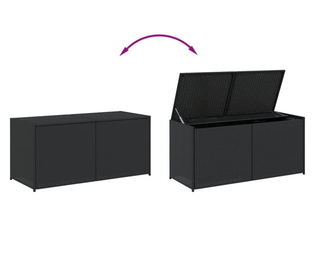 fekete polyrattan kerti tárolóláda 283 L