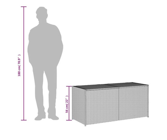 fekete polyrattan kerti tárolóláda 283 L