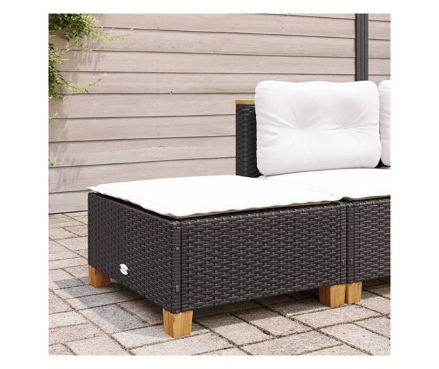 fekete polyrattan kerti szék párnával 63,5 x 56 x 32 cm