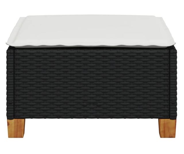 fekete polyrattan kerti szék párnával 63,5 x 56 x 32 cm