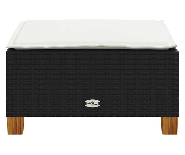 fekete polyrattan kerti szék párnával 63,5 x 56 x 32 cm