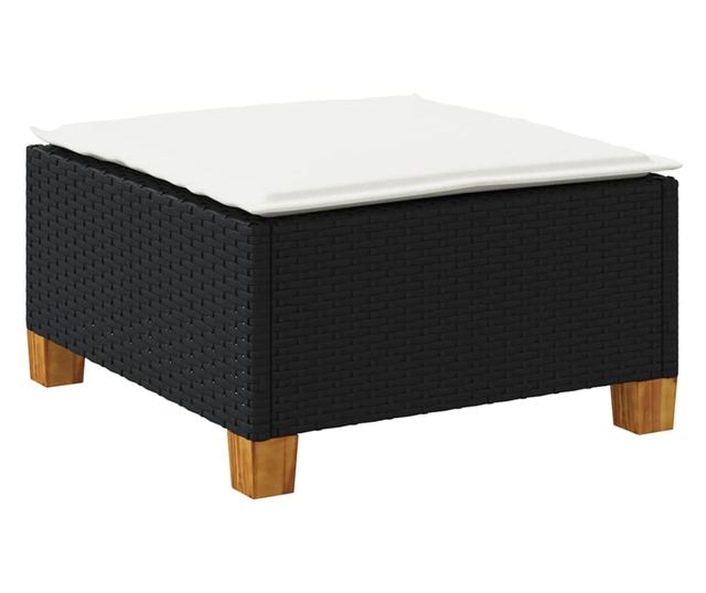 fekete polyrattan kerti szék párnával 63,5 x 56 x 32 cm