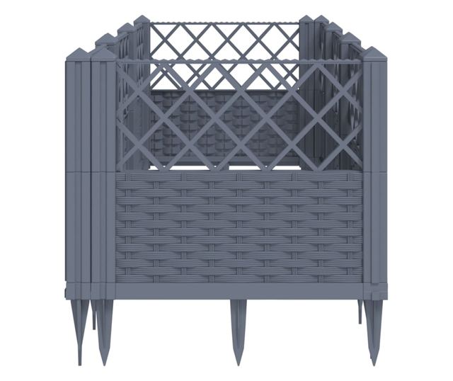 szürke PP kerti virágláda cövekekkel 123,5 x 43,5 x 43,5 cm