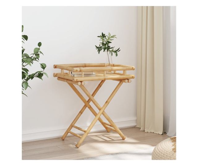 bambusz összecsukható tálcás asztal 60 x 40 x 68 cm
