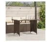 barna polyrattan üveglapos kerti asztal 110x68x70 cm