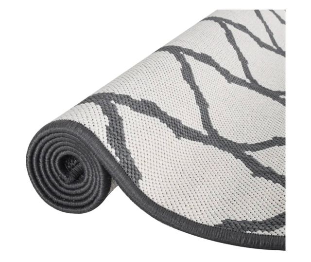 szürke és fehér megfordítható kültéri szőnyeg 80x250 cm